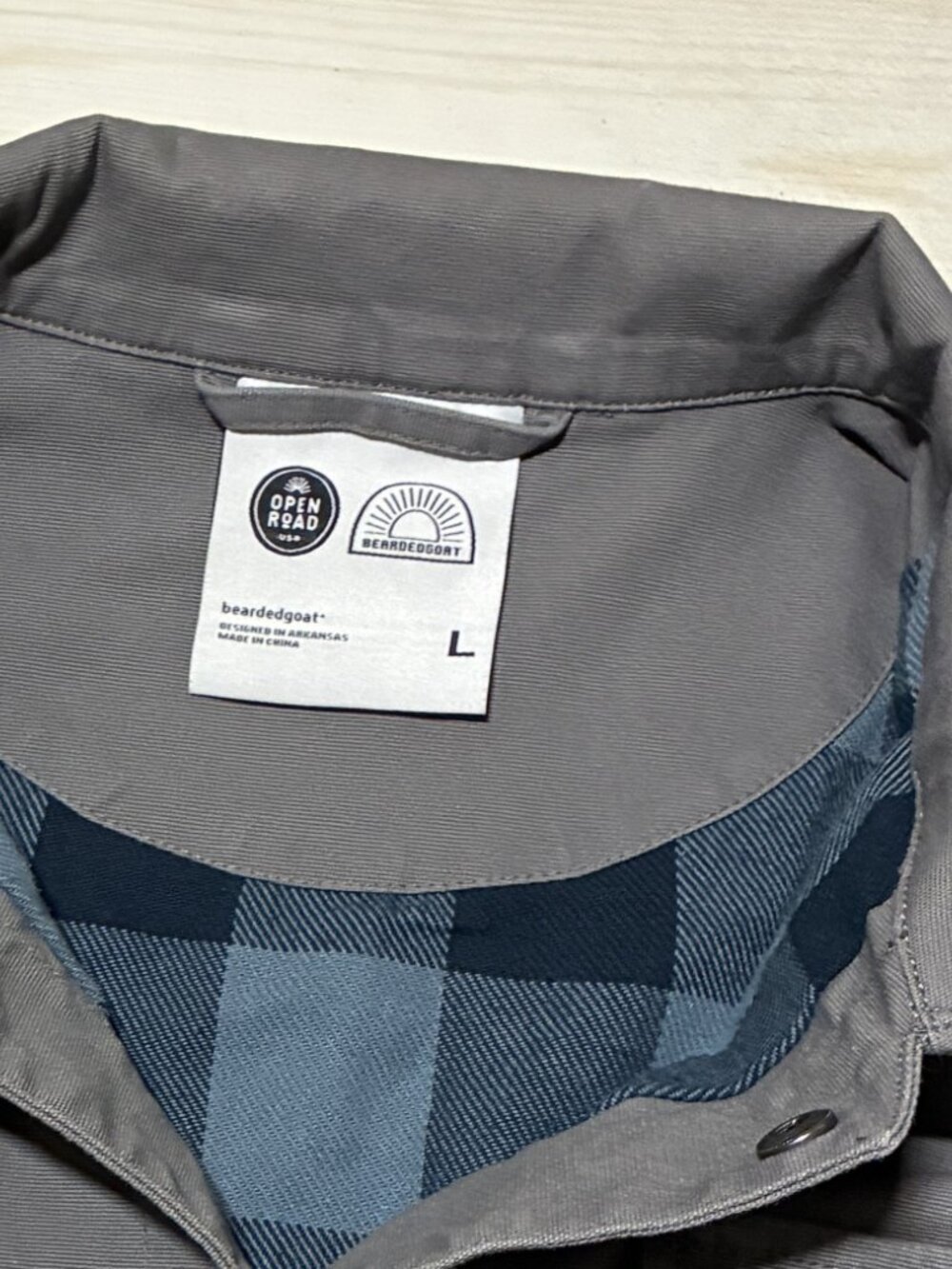bearded goat Open Road Gray Canvas Utility Jacket Chore Shacket Men's L - Picture 4 of 6